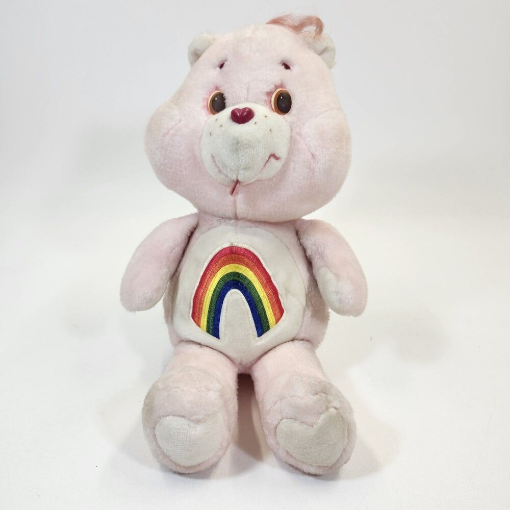 Care Bears Cheer Bear 16" Plush Vintage 1983 Stuffed Animal Rainbow Peach Pink